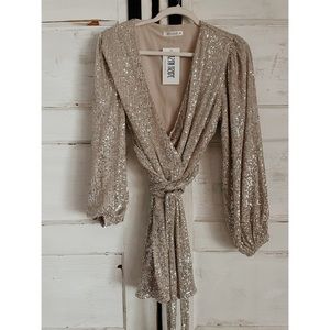 12th Tribe Sequin Wrap Dress